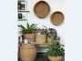 3 Round Wicker Baskets Planters Storage