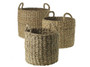 3 Round Wicker Baskets Planters Storage