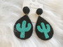 Beaded Cactus Teardrop Earrings