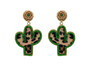 Beaded Cactus Leopard Earrings