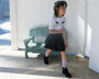 2-piece Kitty Crop Top, Black Skater Skirt