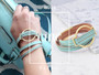 Aqua Leather Infinity Wrap Bracelet