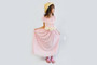 2 piece Pink Off Shoulder Maxi Dress, Flower sash