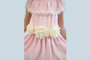 2 piece Pink Off Shoulder Maxi Dress, Flower sash