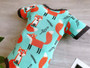 Cotton Onesie Fox, Teal Blue Orange