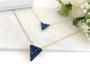 Healing Titanium Blue Druzy Triangle Pendant Necklace