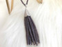 Purple Beads Tassel Charm Opera Necklace