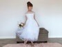 White Organza Tulle Sequins Floral Gown Size 6