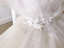 White Ruffles Tulle Floral Waistline Dress