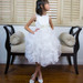 White Satin Organza Pearl Bow Dress Size 10