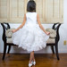 White Satin Organza Pearl Bow Dress Size 10