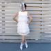 White Floral Lace Feathery Tulle Dress