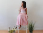 Linen Floral Lace Peasant Dress, Pink Beige