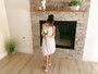 White Chiffon Pearl Dress Size 6