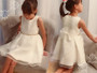 Lace Organza Pearl Rhinestones Ivory Dress