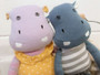 Organic Cotton Rattle Plush Toy Hippo Boy Girl