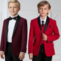 Boy Slim Fit 7-Piece Suit Satin Shawl Lapel, Red Burgundy