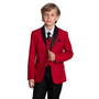 Boy Slim Fit 7-Piece Suit Satin Shawl Lapel, Red Burgundy
