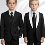 Boy Slim-Fit 5-piece Multi-Wear Shawl Lapel Shine Suit, Black