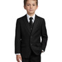 Boy Slim-Fit 5-piece Multi-Wear Shawl Lapel Shine Suit, Black