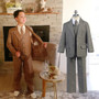 Boy 5-piece Linen Regular Fit Suit, Brown Gray