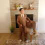 Boy 5-piece Linen Regular Fit Suit, Brown Gray