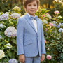 Boy Slim-Fit Cotton Linen Suit, Blue Gray Khaki