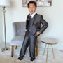 Boy Slim-Fit 3-piece Shine Suit, Charcoal