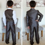 Boy Slim-Fit 3-piece Shine Suit, Charcoal