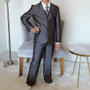 Boy Slim-Fit 3-piece Shine Suit, Charcoal