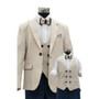 Boy Slim-Fit 5-Piece Tweed Suit, Beige
