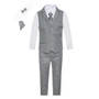 Vest Set with Pants Shirt Tie, Gray Khaki White