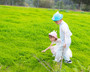 Bunny Straw Bowler Hat, Blue Pink