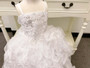 3-piece Adjustable Length White Organza Gown Size 5
