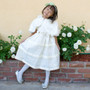 2 piece Ivory Satin Organza Dress & Bolero