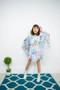 Kimono Geisha Yukata Anime Floral Blue Dress, Costume Cosplay