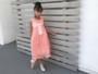 Lace Empire Waist Dress, Blush Peach, White