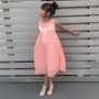 Lace Empire Waist Dress, Blush Peach, White