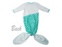 Cotton Knotted Gown Pajamas, Mermaid 0-9 months