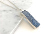 Azurite Blue Druzy Bar Pendant Necklace