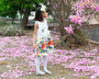 Jacquard Floral Pleated Dress