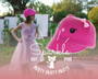 Kitty Straw Cloche Hat, Beige White Pink Fuchsia