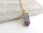 Rainbow Fluorite Hexagon Pendant Necklace