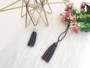 Purple Beads Tassel Charm Opera Necklace