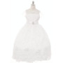White Organza Tulle Sequins Floral Gown Size 6