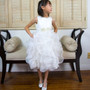White Satin Organza Pearl Bow Dress Size 10