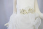 White Satin Organza Pearl Bow Dress Size 10