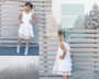 White Floral Lace Feathery Tulle Dress