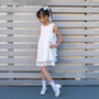 White Floral Lace Feathery Tulle Dress