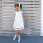 White Floral Lace Feathery Tulle Dress